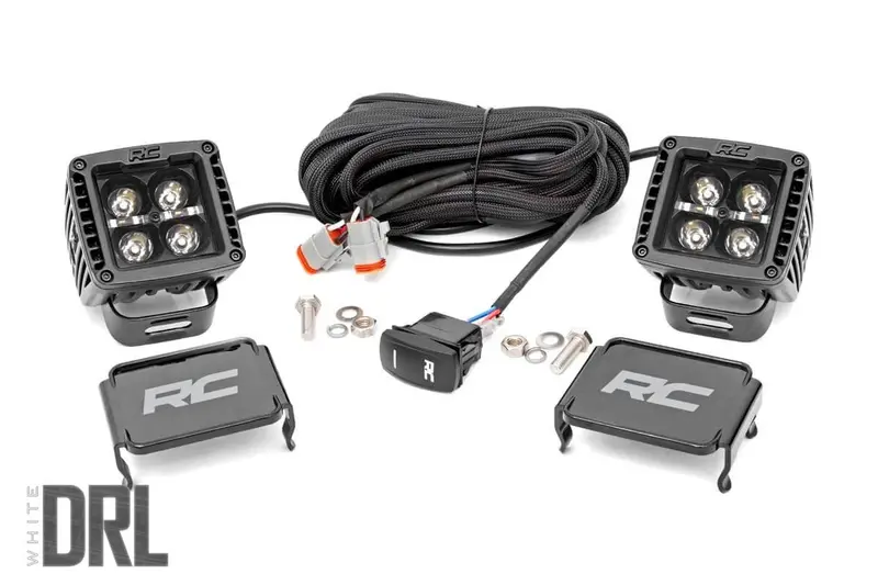 2 Inch Square Cree Led Lights Pair Black Series W/Cool White Drl Rough Country 1