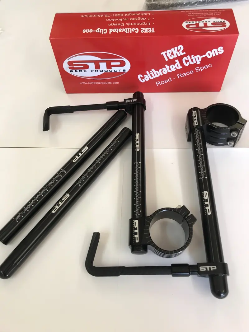 50Mm Tek2 Calibrated Road Race Black Anodised Clip-Ons , Spare Tubes & Lever Guards Mbb 1