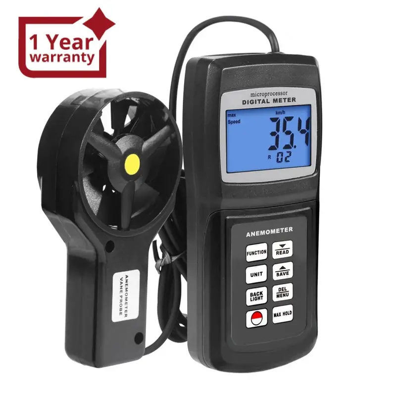 Am-4836V Digital 3-Range Multi-Function Thermo Anemometer, Air Speed Wind Flow Temperature Velocity Beaufort Scale, Backlight, Weather Analysis, Navigation, Marine Applications, Hvac, Data Collection 1