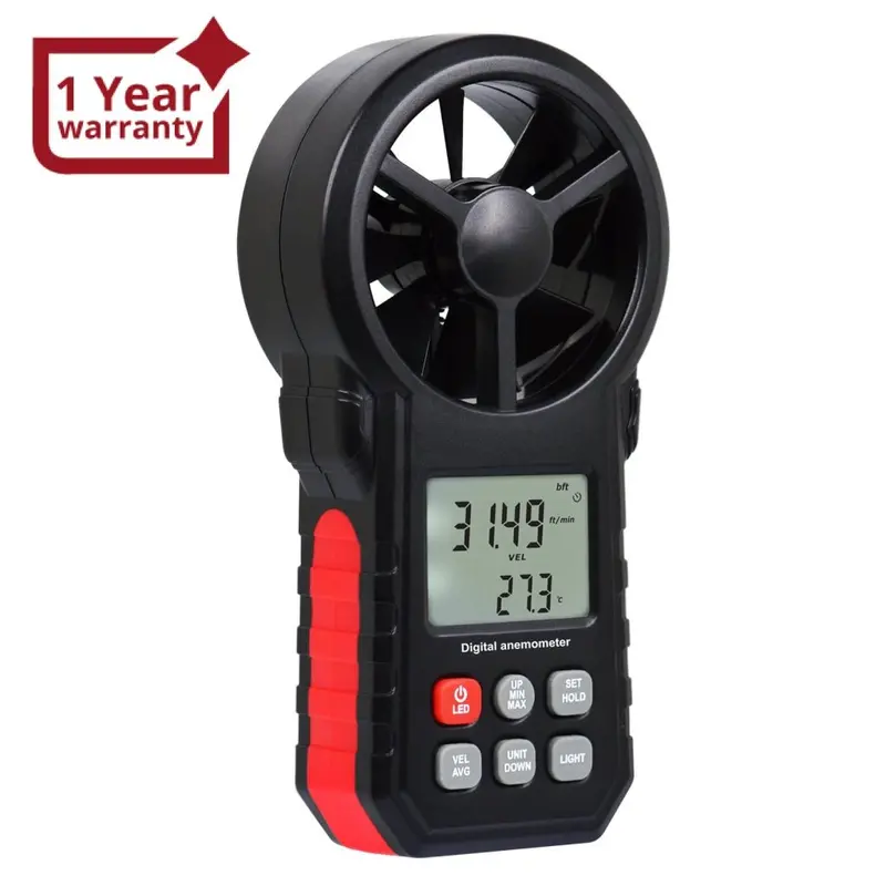 Ane-272 Digital Vane Anemometer Handheld Wind Speed Temperature Meter Air Velocity Wind Chill Tester Gauge With Max/Min/Avg/Current Measurement Backlight 1
