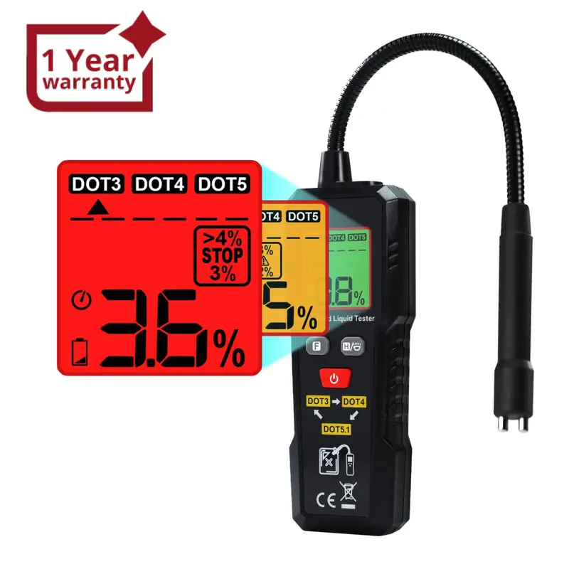 Bft-505 Brake Fluid Tester 0~4% Range Digital Brake Oil Detector For Dot3, Dot4, Dot5.1 Color Backlight & Buzzer Alarm For Safe Brake Oil Change Of Car Motorcycle Vehicle Truck Automobile 1