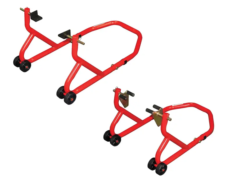 Biketek Series 3 Front & Rear Track Paddock Stand Set- Red 1