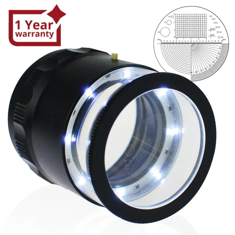 Clmg-7173_Led Magnifier Scale Loupe 10X Magnification 8 Led Light 20Mm Scale Chart & 25Mm Field Of View 1
