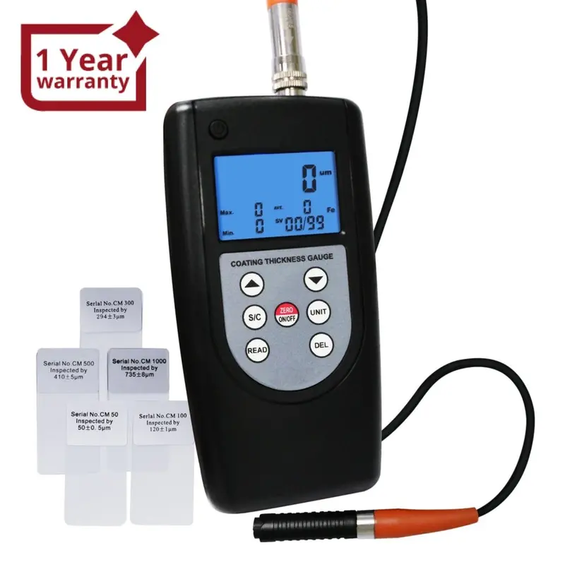 Cm-1210B Coating Thickness Meter Gauge F & Nf 99 Memories Max Min Avg, Magnetic Induction Eddy Current 0~2000Μm 0~80Mil Non-Magnetic Non-Conductive Material Thick Measure Tester, Substrate Auto Detection 1