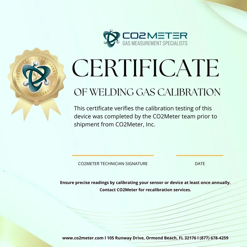 Cm-1650 & Cm-1652 Welding Gas Analyzer Calibration Certificate 1