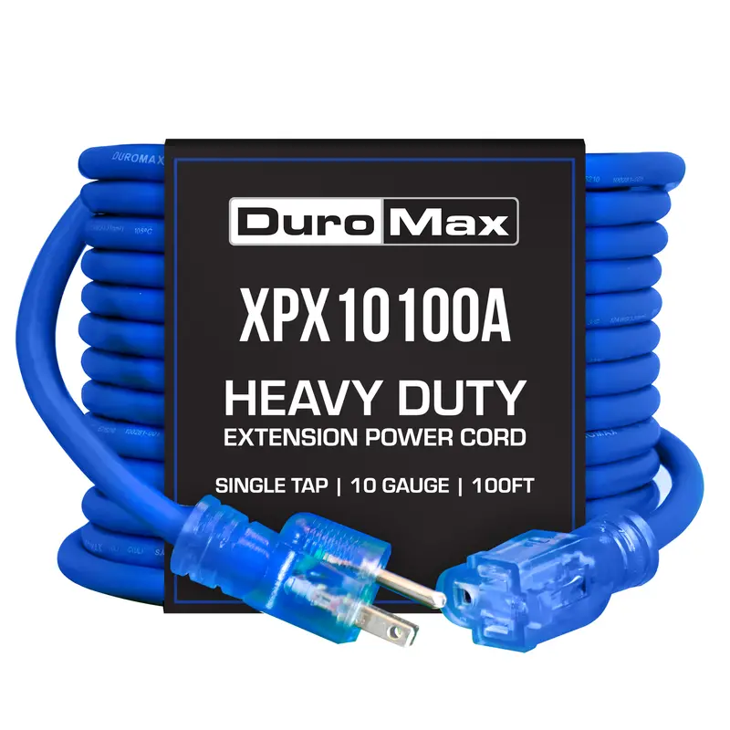 Duromax Xpx10100a Heavy Duty Sjeoow 100-Foot 10 Gauge Blue Single Tap Extension Power Cord 1