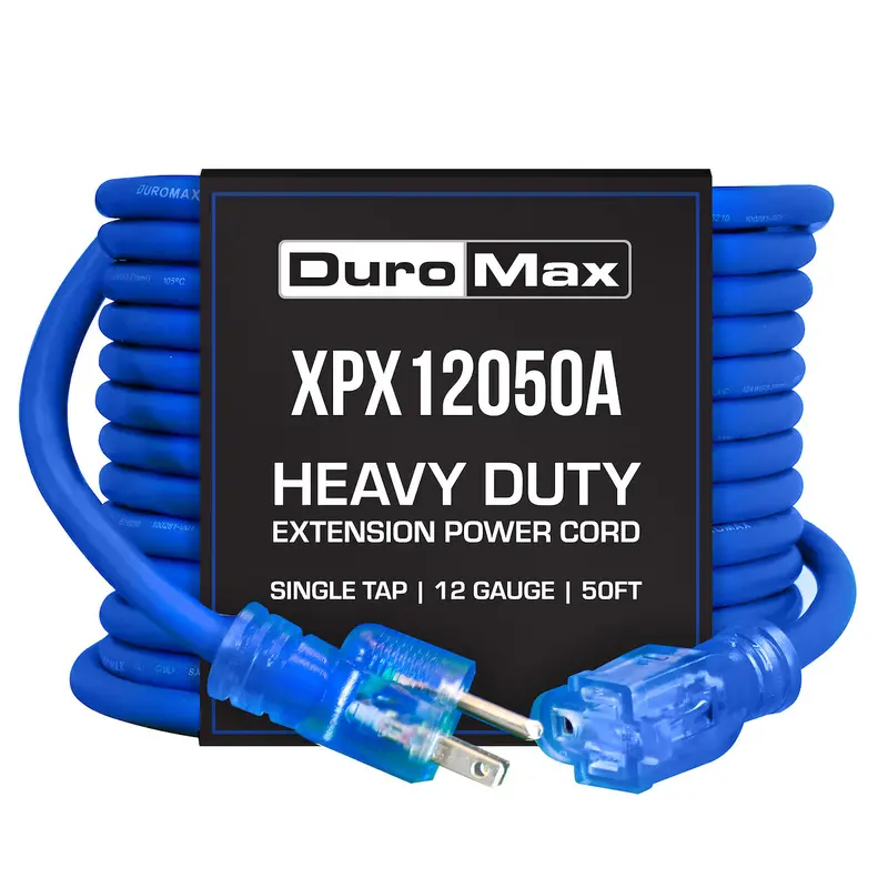 Duromax Xpx12050a Heavy Duty Sjeoow 50-Foot 12 Gauge Blue Single Tap Extension Power Cord 1