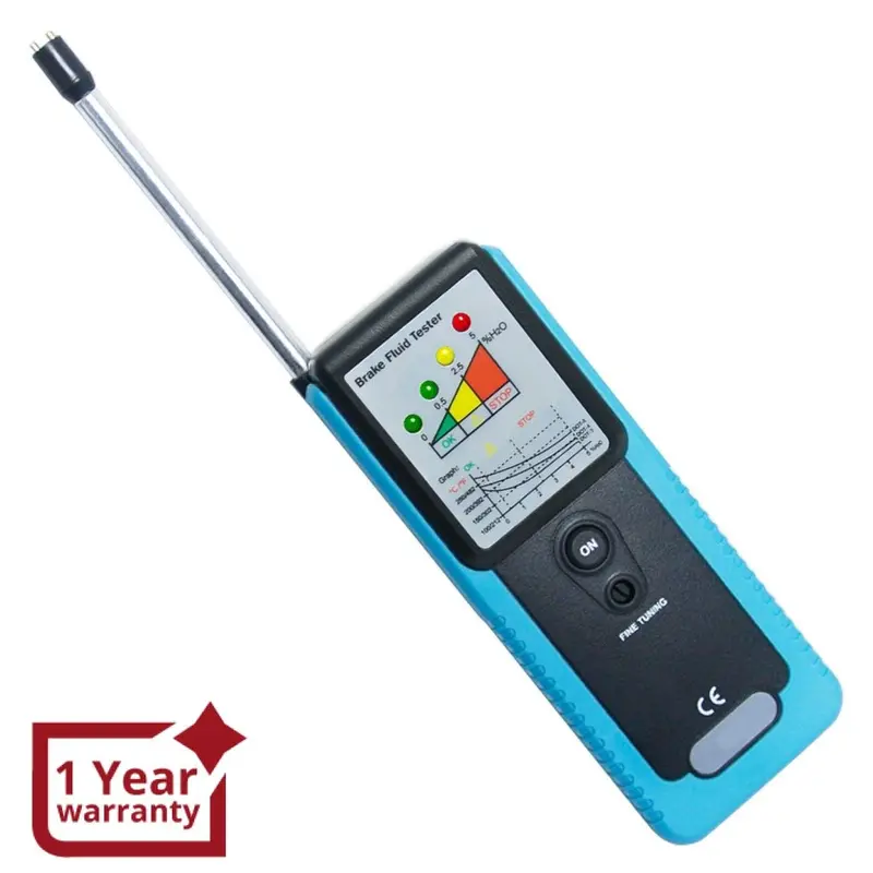 E04-004 Brake Fluid Tester Detector W/ Led Indicator & 180° Foldable Testing Rod, Car Auto Automotive Diagnostic Tool Oil Quality Driving Safety Check Analyzer 1