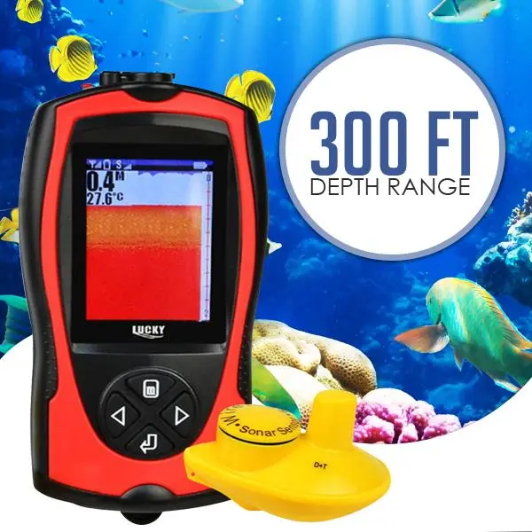 Ff-1108-1Cw Lucky Rechargeable Fish Finder 2~147Ft With Colored Lcd And Wireless Sensor (Fb) 1