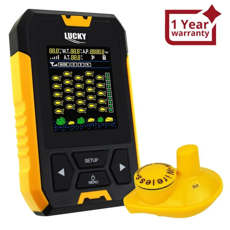 Ff-218Tpa Lucky Fish Finder Color Display Fishfinder Fishing Locator, Wireless Sonar Sensor 45M (147.6Ft) Depth Range, Shallow Slop Raft Ice Mode Air & Water Temperature Air Pressure 1