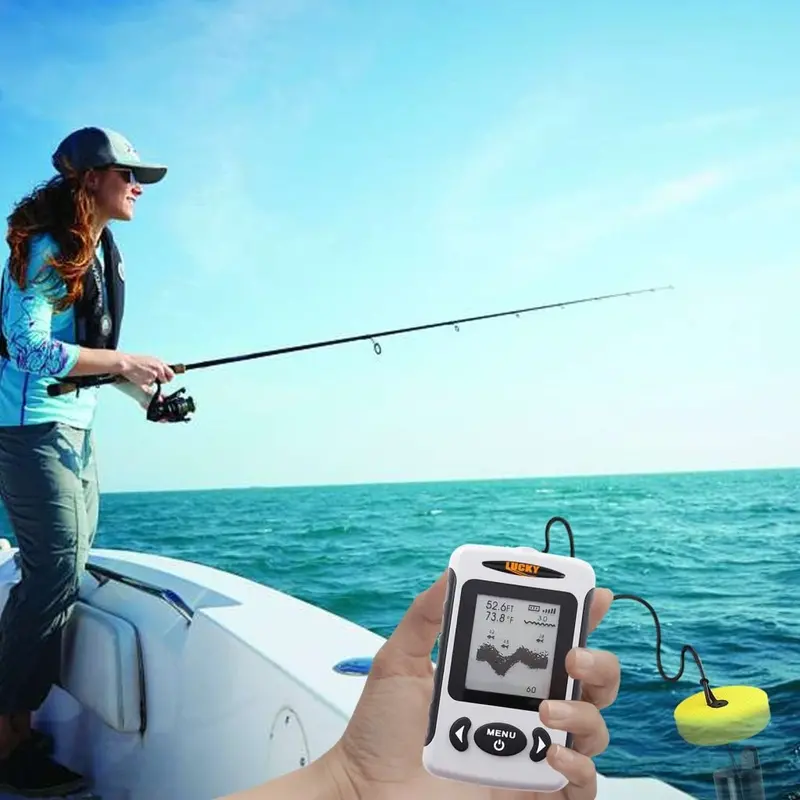 Ff-718 Lucky Wired Water Resistant (100M/ 328Ft Depth) Professional Fish Finder With Alarm Sonar Frequency 200Khz Transducer Removable Adapter With 180° Adjustable Angle For Ocean, River, Lake And Even On Icy Water For Ice Fishing 2