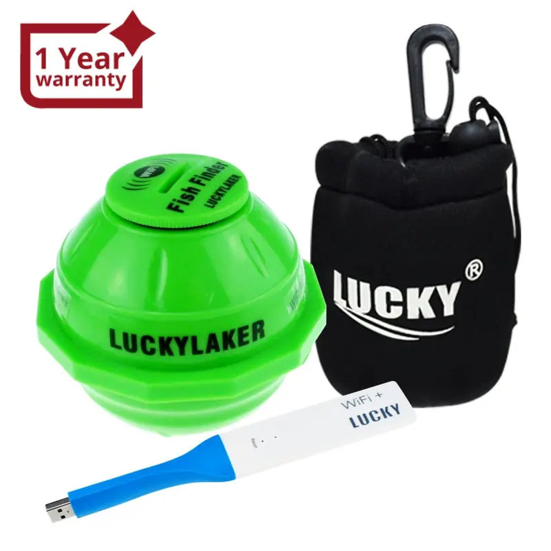 Ff-916_Ext Lucky Portable Wireless Wifi Fish Finder For Android & Ios 45M Depth & 70M Wifi Range, With 50M Wifi Extender,  Rechargeable Battery, Smart Fish Detector With Free Neoprene Bag, For Boats, Rig, Ocean, River, Kayak For Fresh And Salt Water 1