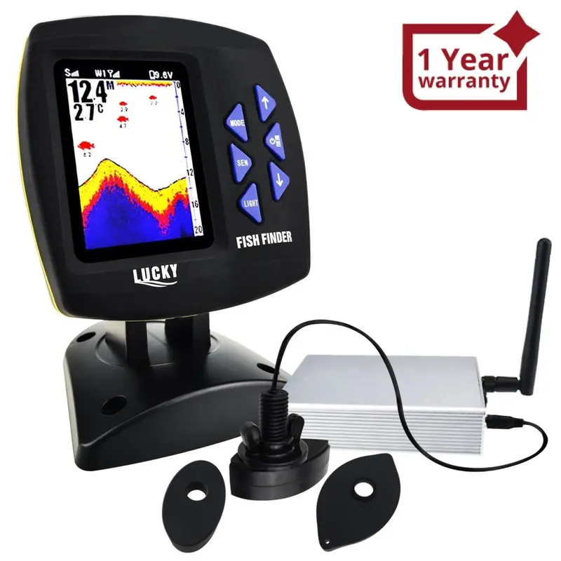Ff-918_Cwls Lucky Color Display Boat Fish Finder Wireless Remote Control 300M/ 980Ft Fishing Wireless Operating Range, 100M Depth Range, With Zoom Function, Shallow & Fish Alarm, Salt & Fresh Water, Ocean, Sea, River, Lake, Icy Water 1