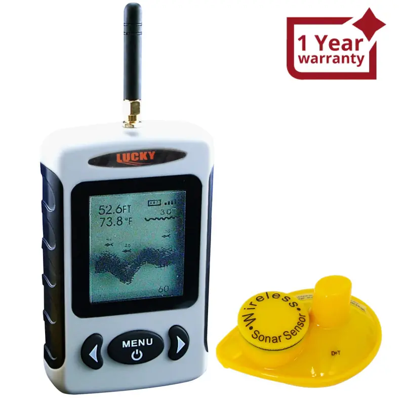 Ffw-718 Lucky Portable Wireless Fish Finder Locator With 45M (135Ft) Depth & 120M (400Ft) Wireless Range, Display Water Temperature/ Fish Size & Location, Fishing Gear Tools For Fresh & Salt Water, Ocean, Sea, Lake, River, Ice Icy Water, 90° Beam Angle 1