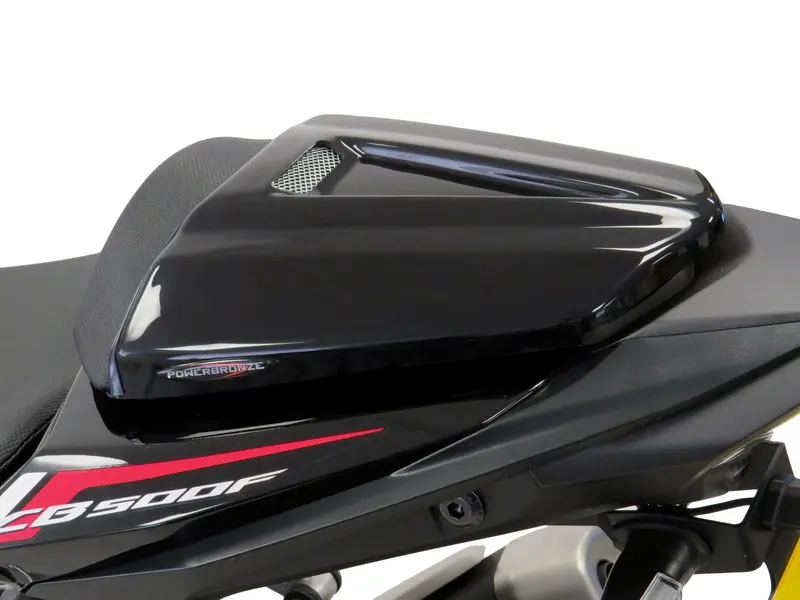 Fits Honda Cb750 Hornet 2023 >  Gloss Black & Silver Mesh Seat Cowl Seat Hump Powerbronze Rrp £90 1