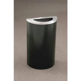 Glaro Steel Half Round Open Top Trash Can, 14 Gallon, Satin Black/Aluminum Lid 1