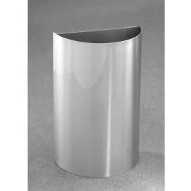 Glaro Steel Half Round Open Top Trash Can, 16 Gallon, Satin Aluminum 1