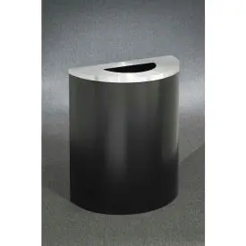 Glaro Steel Half Round Trash Can, 29 Gallon, Satin Black/Satin Aluminum Lid 1