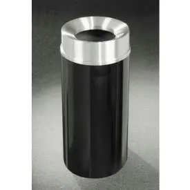 Glaro Steel Round Trash Can W/Funnel Lid, 16 Gallon, Satin Black/Satin Aluminum Lid 1