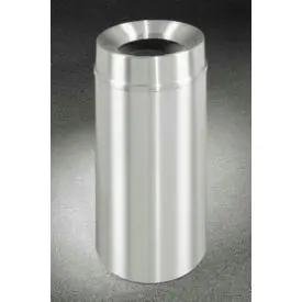 Glaro Steel Round Trash Can W/Funnel Top, 12 Gallon, Satin Aluminum 1