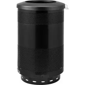 Global Industrial™ Perforated Steel Round Trash Can, 55 Gallon, Black 1