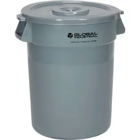 Global Industrial™ Plastic Trash Can With Lid - 32 Gallon Gray 1