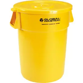 Global Industrial™ Plastic Trash Can With Lid - 44 Gallon Yellow 1