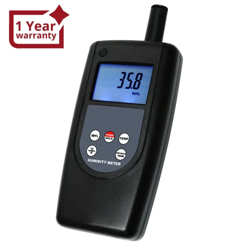 Ht-1292 Digital Humidity Temperature Meter Tester Indoor Outdoor, 10~95%Rh Temp -10~60 °C (14~140°F) Wet Bulb Temp -10~60ºc, Handheld Air Thermo-Hygrometer Hygometer Thermometer, Max Min Hold 1