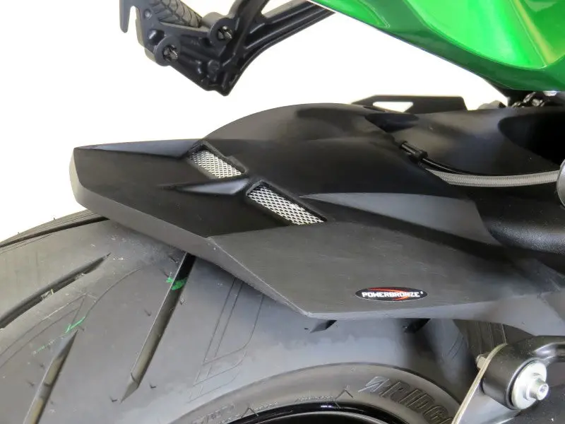 Kawasaki H2 Sx & H2 Sx Se 18-2024 Carbon Look & Silver Mesh Rear Hugger By Powerbronze 1