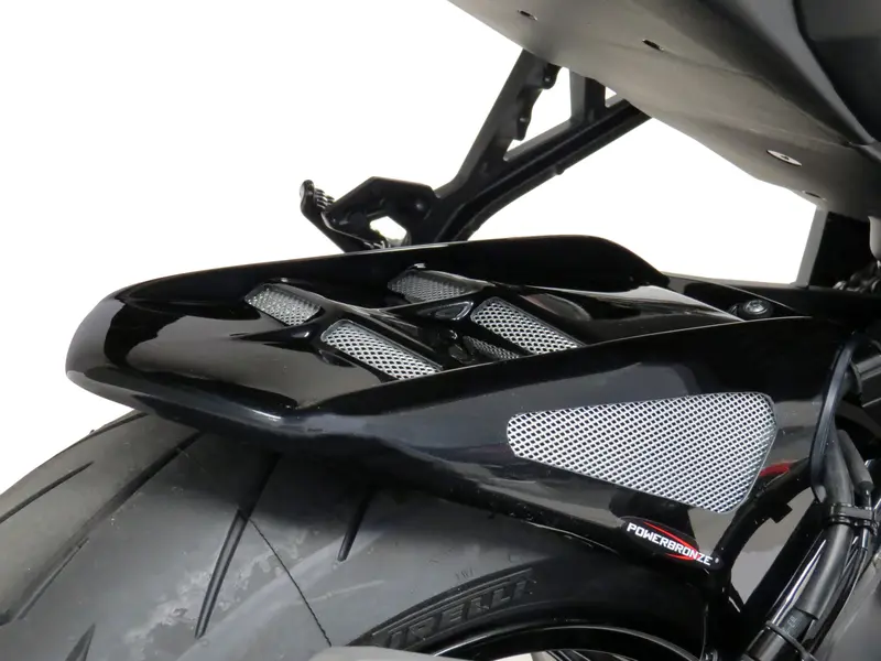 Kawasaki Zh2  20-2023  Gloss Black & Silver Mesh Rear Hugger By Powerbronze 1