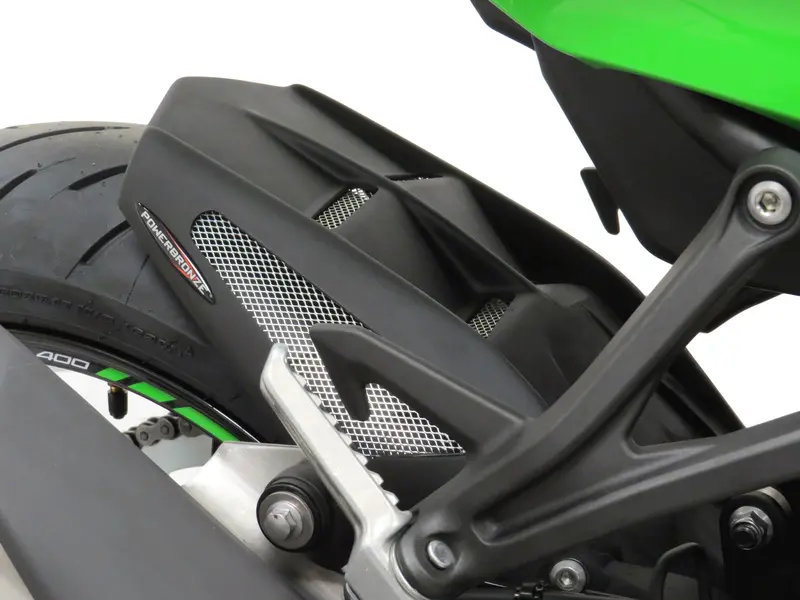 Kawasaki Zx-25R  20-25  Matt Black & Silver Mesh Rear Hugger Powerbronze 1