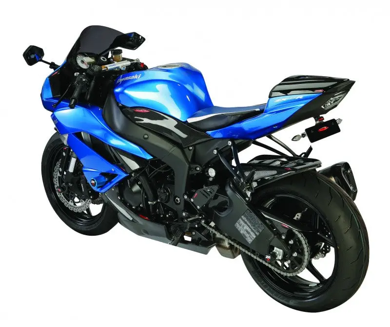 Kawasaki Zx6-R   09-2012 Gloss Black & Gold Mesh Rear Hugger By Powerbronze 1