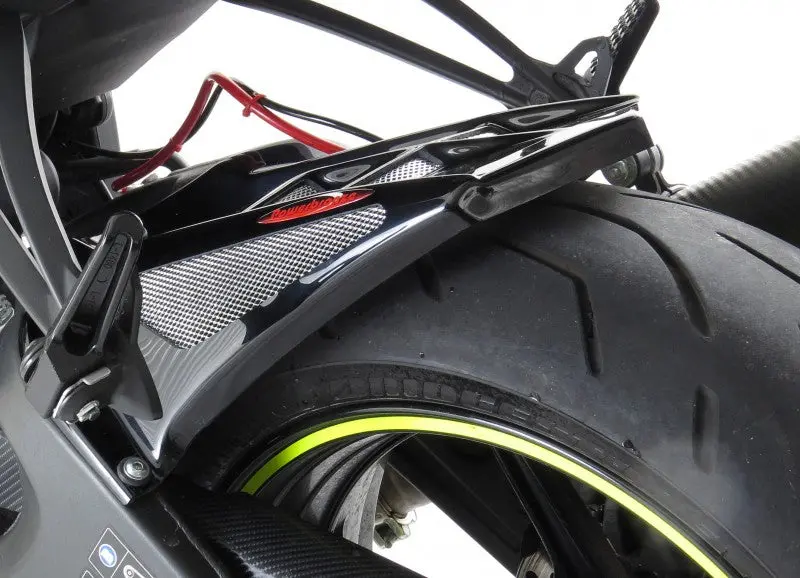 Kawasaki Zx6-R   13-2020 Gloss Black & Silver Mesh Rear Hugger By Powerbronze 1