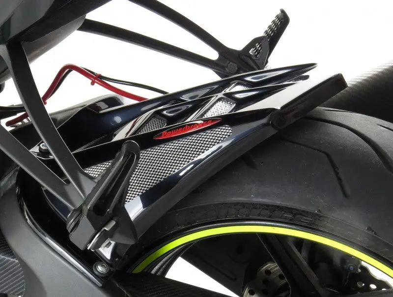 Kawasaki Zx6-R   13-2020  Matt Black & Silver Mesh Rear Hugger By Powerbronze 1