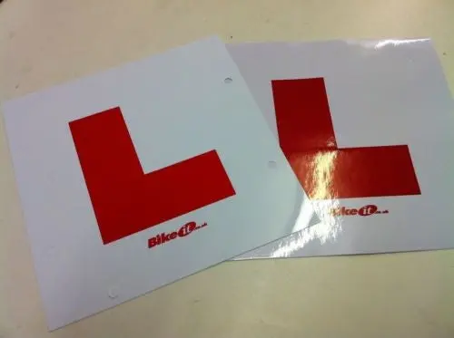 "L" Plate Pack 1 X Self-Adhesive & 1 X Tie-On Plate Motorcycle Scooter Car 1