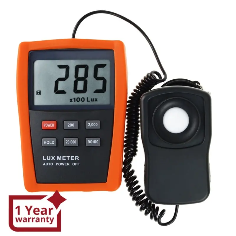 Lx-1332B Professional Digital Lux/ Light Level Meter 1~200,000 Lux Luminometer Illuminance Meter, 4 Ranges Tester With Photodiode And Filter Sensor + Data Hold Function 1