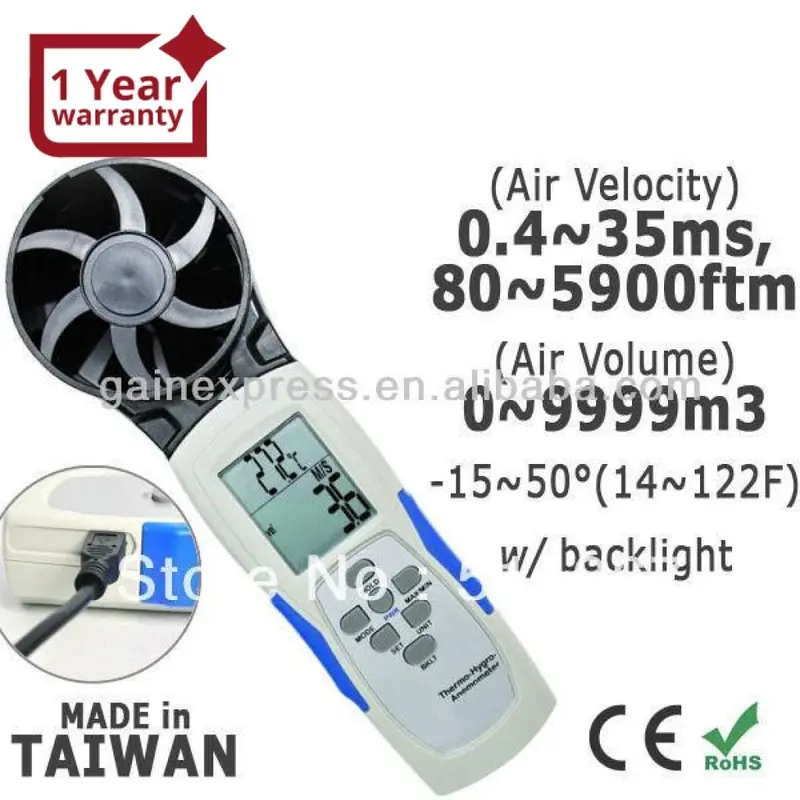 M0198652 Handheld Usb Thermo-Hygro-Anemometer With Integrated Vane Hvac Made In Taiwan 1