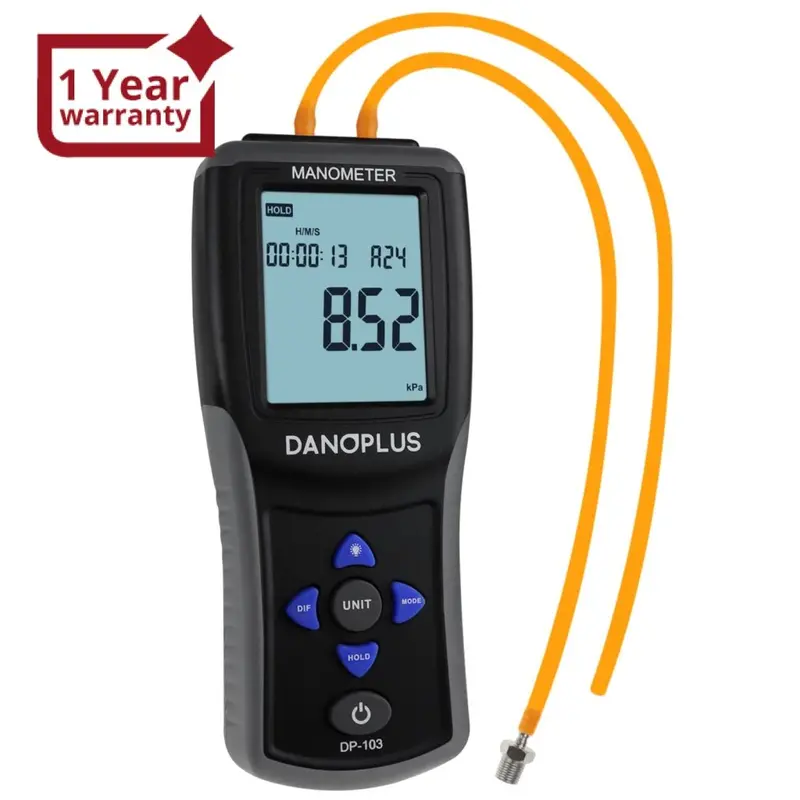 Man-334 Digital Manometer Portable Air Vacuum / Gas Pressure Gauge Meter 12 Measurement Units With Backlight And Data Storage Function Sing Pipe Or Differential Pressure Of 1-2 Pipes Detection 1