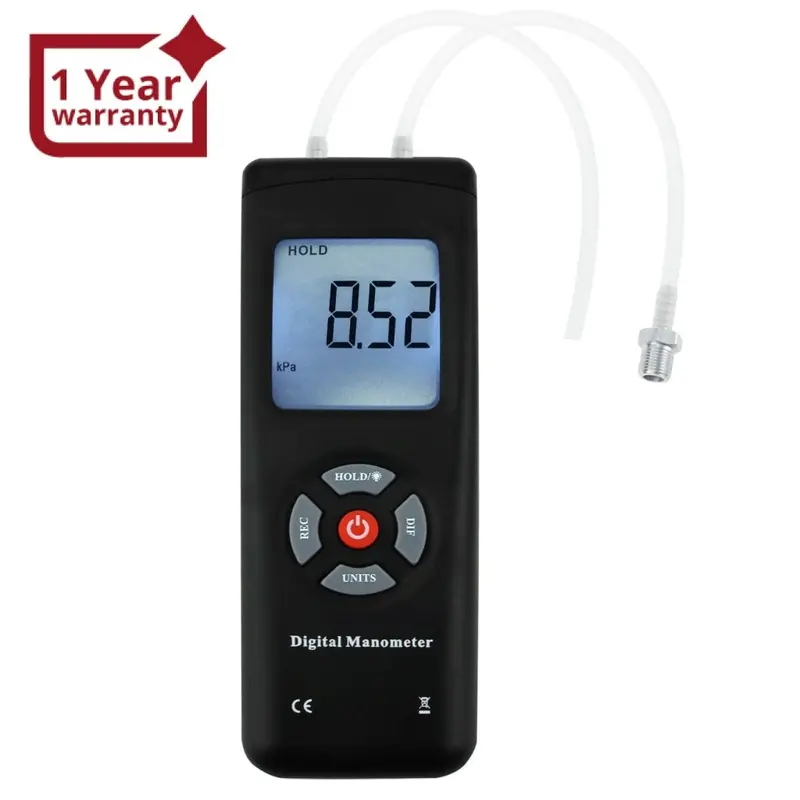 Man-45 Professional Digital Manometer, Portable Handheld Air Vacuum/ Gas Pressure Gauge Meter 11 Units With Backlight, ±13.78Kpa ±2Psi, Suitable For Differential Pressure Of 1-2 Pipes, Ventilation, Air Condition System Measurement 1