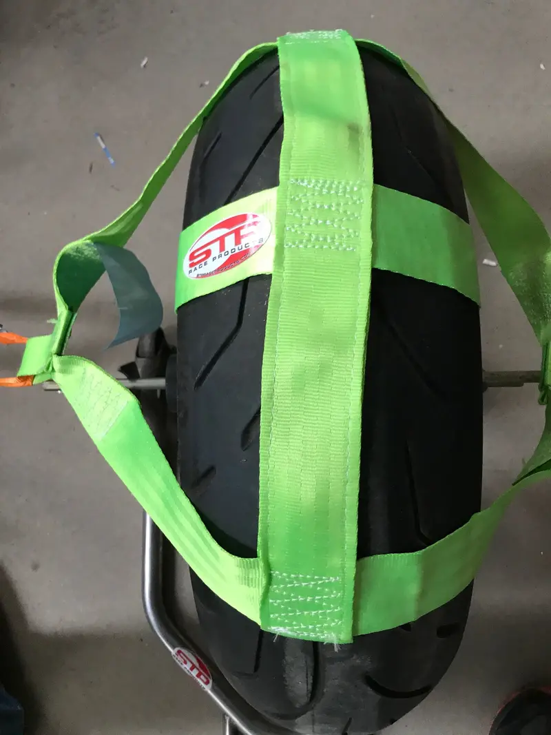 Motorbike Transport Tie Down Wheel Strap  Polyester Webbing Strap Green 1