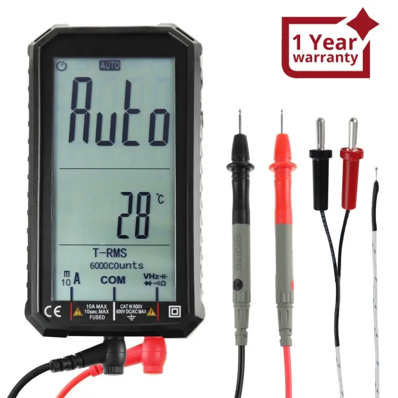 Mul-318 Professional, 6000 Counts T-Rms Digital Multimeter For Electrical Measurement And Non-Contact Voltage Detection, With Probes, Backlight, Flashlight And Protective Case 1
