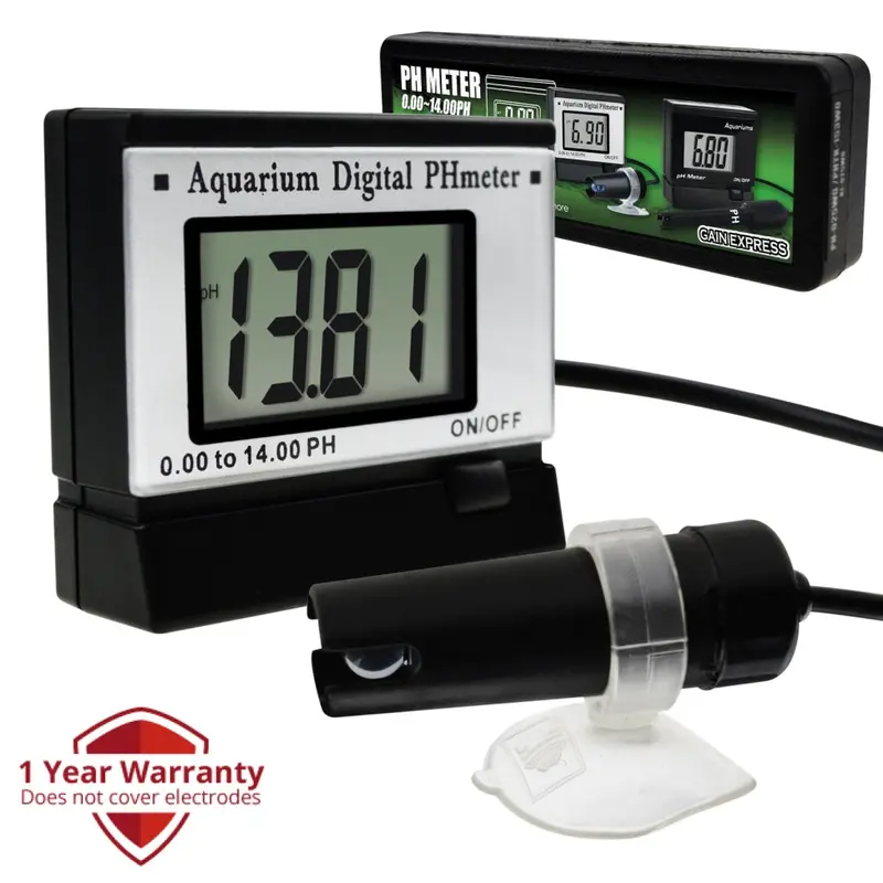 Ph-025Wo Digital Ph Monitor Meter Atc 0.00~14.00Ph W/ 1.5M Long Cable Electrode Probe, Water Quality Monitoring Tester Kit Aquarium Hydroponics Spa Tank Pool Laboratories Mini Portable 1