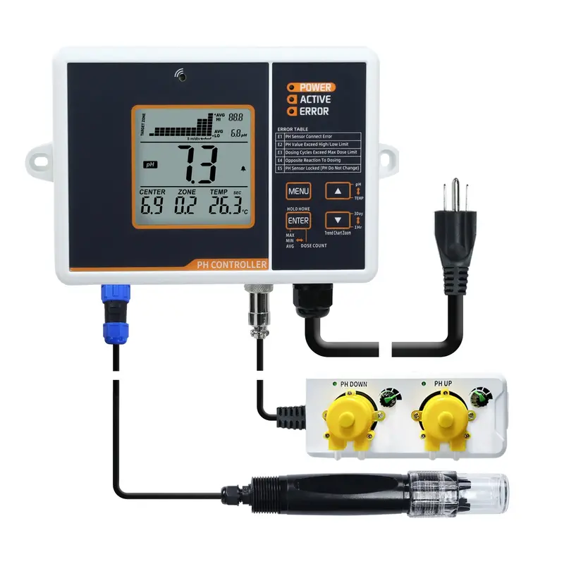 Phc-402 Dual Relay Digital Ph Controller With Temperature Compensation Up And Down Adjustable Dosing For Aquarium, Hydroponics System And Indoor Plant Grow 1