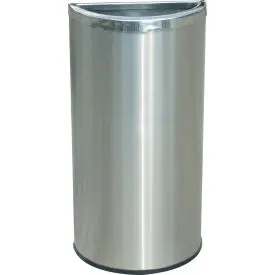 Precision® Stainless Steel Half-Moon Open Top Trash Can, 8 Gallon 1