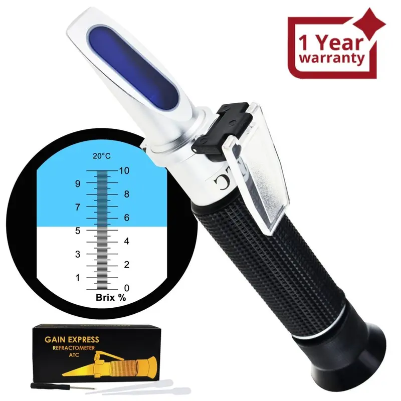 Reb-10Atc 0-10% Brix Refractometer With Atc Low-Concentrated Sugar Content Solutions Accuracy 0.1% Maple Sap Cutting Liquid Cnc Maple Syrup Makers Tea 1