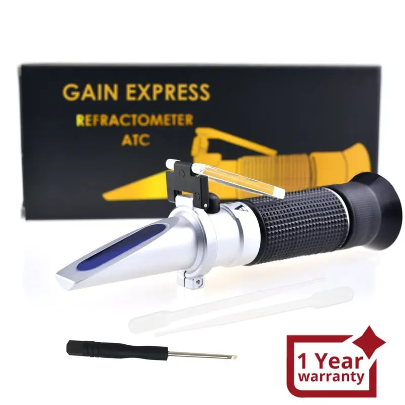Reb-32Kmwatc Handheld 0-32% Brix Refractometer With Atc, 0-140°Oe, 0-27Kmw/Babo, Oechsle, For Brandy, Beer Worth 1