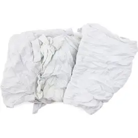 Reclaimed T-Shirt Knit Rags, Brick Pack, White, 25 Lbs. - 340-25 1