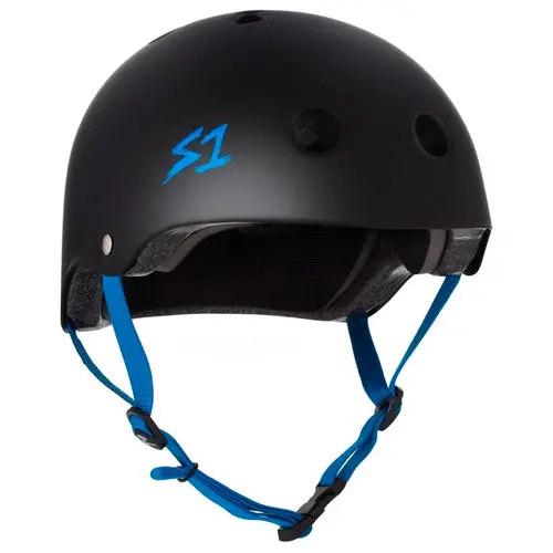 S1 Lifer Helmet Black Cyan Straps 1