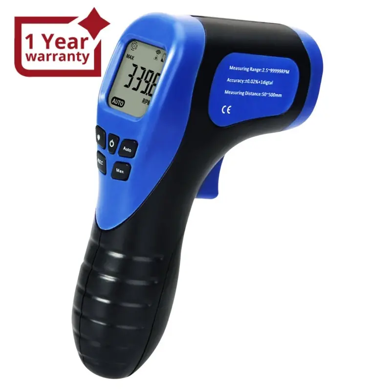 Tac-44 Handheld Digital Laser Non-Contact Tachometer, Rotational Speed Measuring Gun, 2.5-99999 Rpm, Record (60 Data) Max/ Min/ Avg ±0.02%+1 Digtal Accuracy, Speedometer For Small Engines, Car, Bike, Motorcycle, Surface Speed Tach Meter Gauge 1