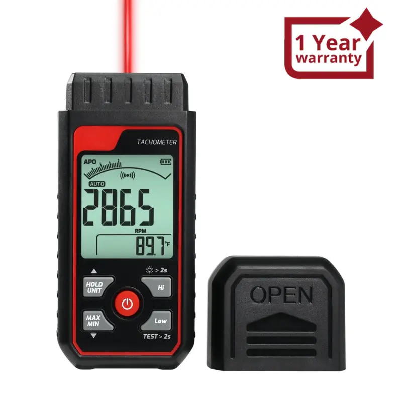 Tac-455 Portable Non-Contact Tachometer 2.5~99999Rpm High Precision With Analog Bar Scale And Alarm Function, Temperature Measurement For Machinery Car Motor Engine Tool 1